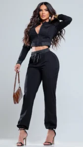 Conjunto Feminino Divine Jogger com Brilho Jogger e Bomber