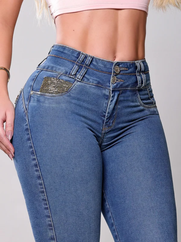 Calca Jeans Cigarrete Glow com Brilho