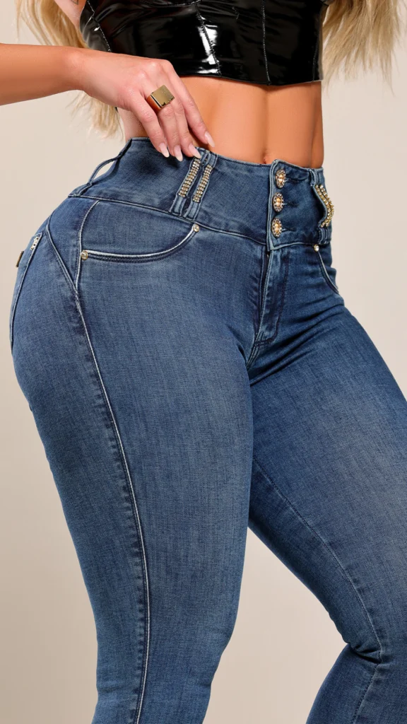 Calça Jeans Cigarrete Luxe com Brilho