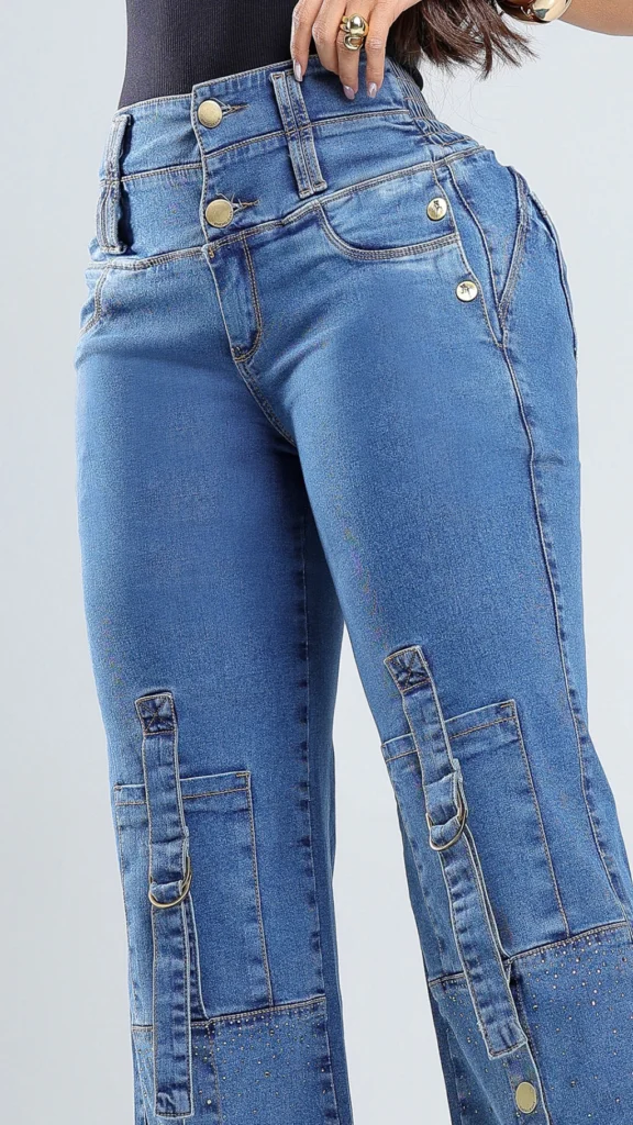 Calça Jeans Wide Leg Belle com Brilho