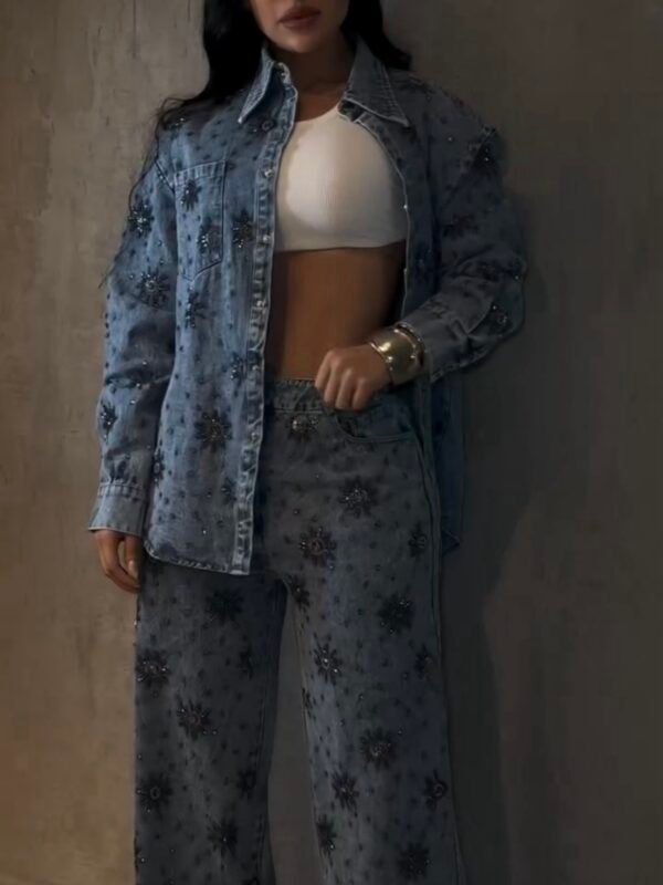 Conjunto Jeans Bordado Shine