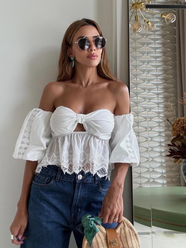 Blusa Cropped Laco Ombro a Ombro