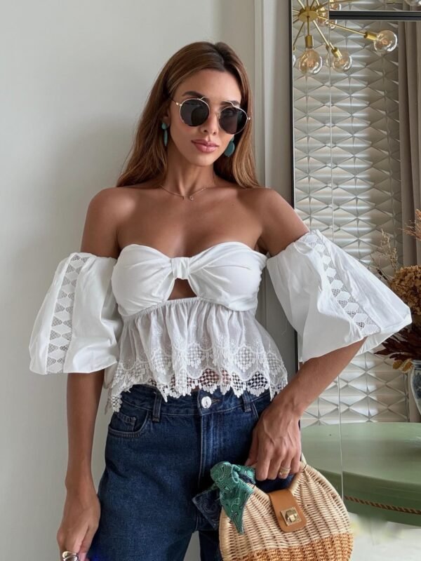 Blusa Cropped Laco Ombro a Ombro