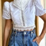Blusa Cropped Laise Bordado Ingles