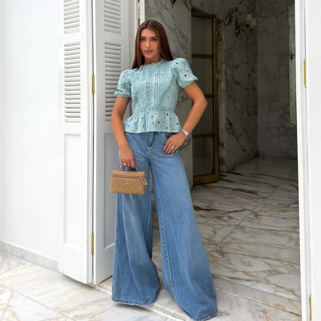 Blusa Peplum Laise Verde Agua