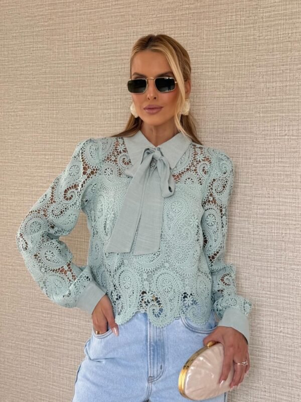 Camisa Laise com Laco Verde Agua