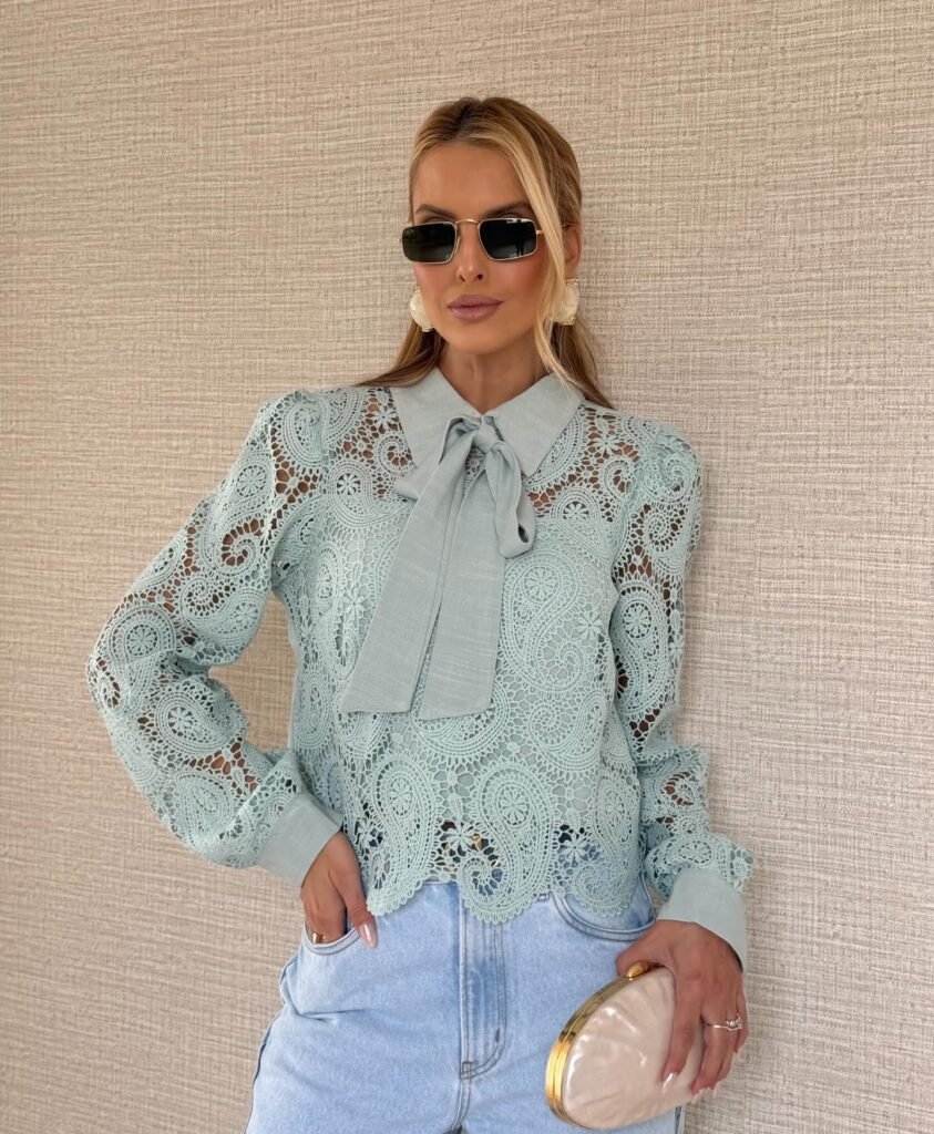 Camisa Laise com Laco Verde Agua