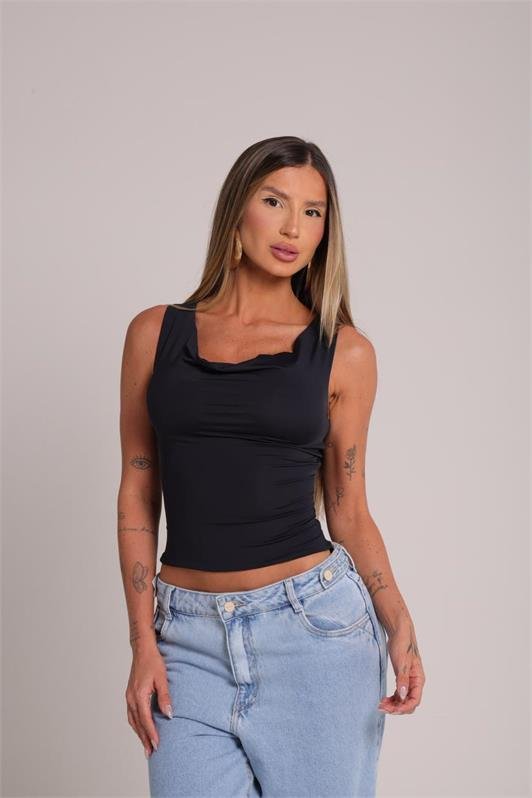 Blusa Regata Decote V Drapeado Camila