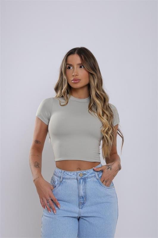 Blusa Cropped Manga Curta Básica Day