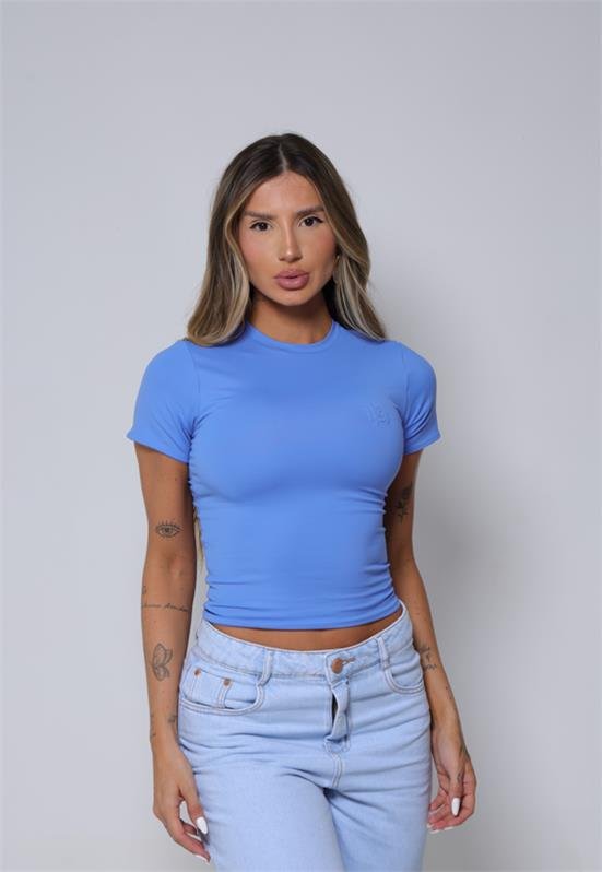 Blusa Cropped Manga Curta Básica Izzy