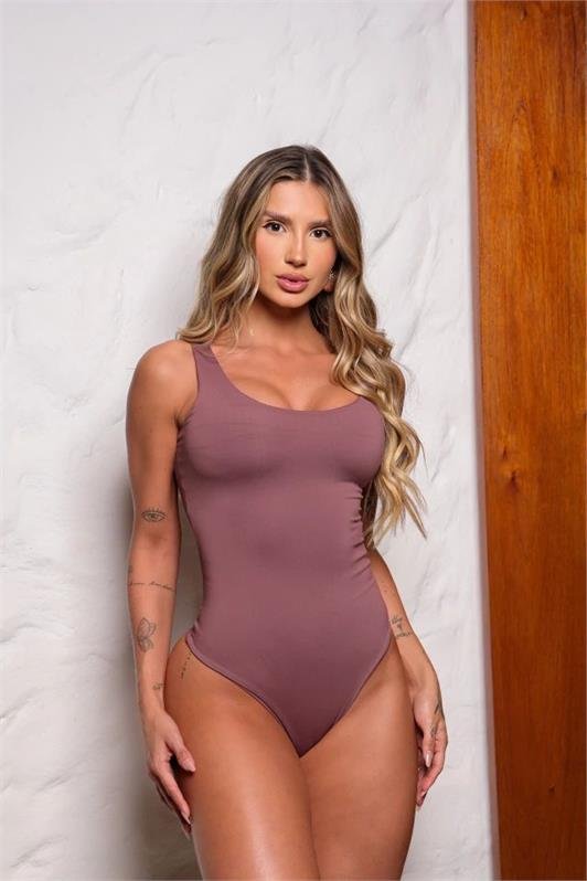 Body Alça Larga Canelado Decote Redondo Aline
