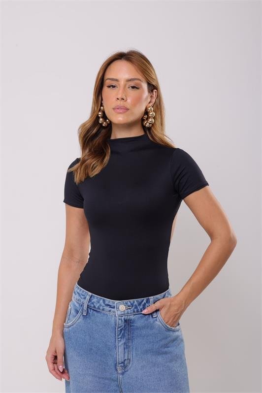 Body Gola Alta Manga Curta Pamela