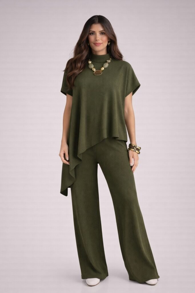 Conjunto Pantalona Assimétrico- Frete Grátis