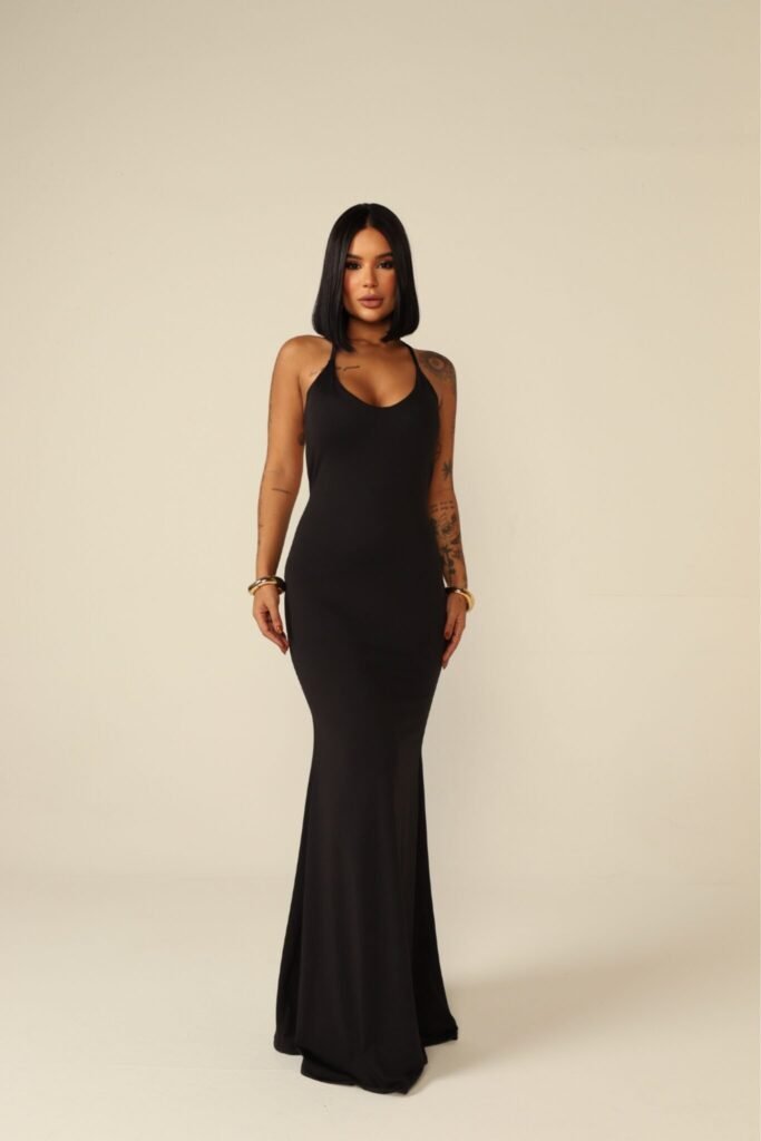 Vestido Longo de Alcinha Camila Preto