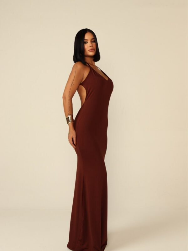 Vestido Longo de Alcinha Camila Marrom