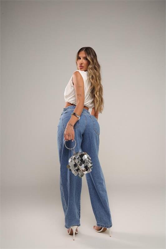 Calca Barrel Jeans Medio