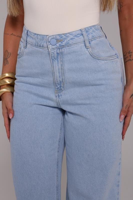 Calca Wide Leg Jeans Escuro