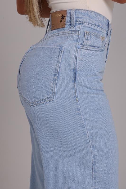 Calca Wide Leg Jeans Escuro