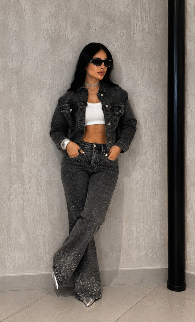 Conjunto Jeans Estonado com Brilho