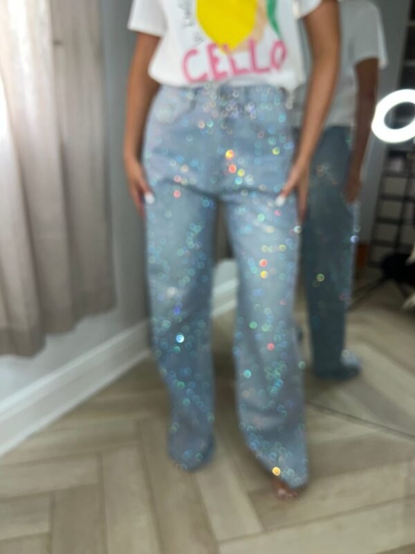 Calca Wide Leg Rainbow Cristal