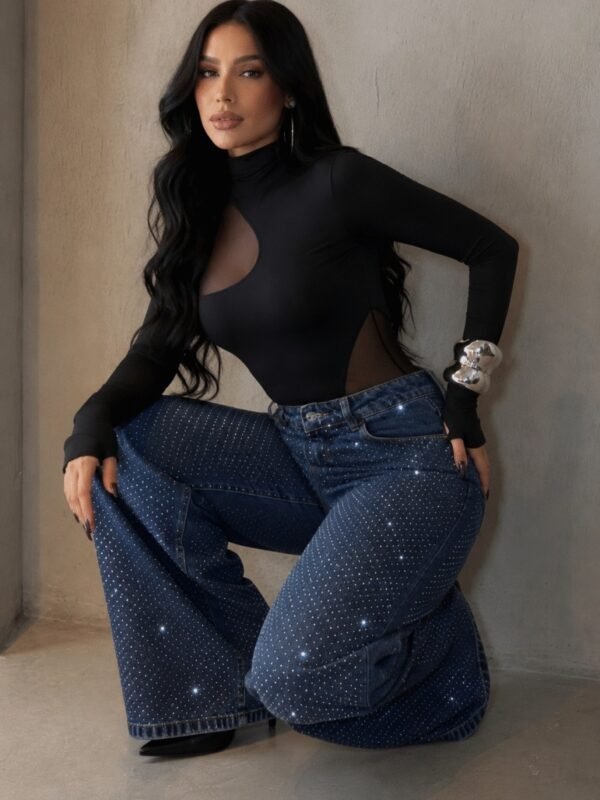 Calça Wide Leg Shine Escura