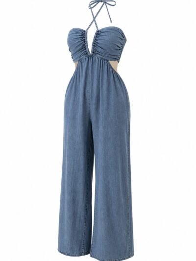 Macacao Jeans Luna Frente Unica