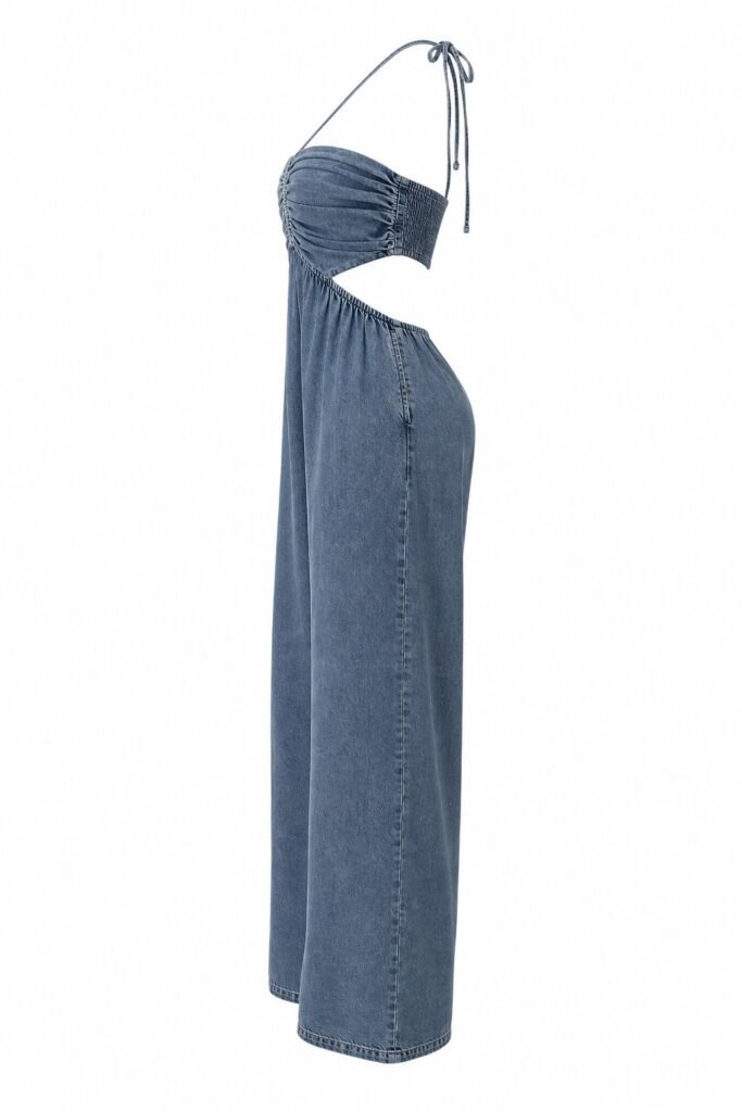 Macacao Jeans Luna Frente Unica