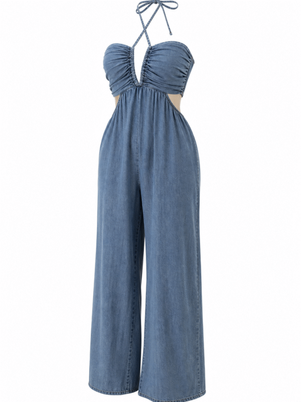 Macacao Jeans Luna Frente Unica