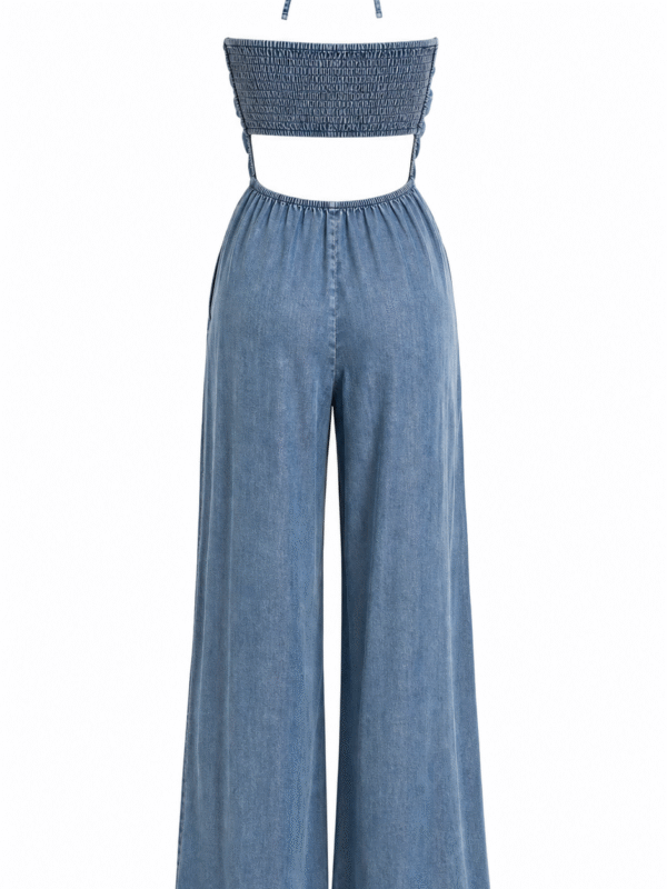Macacao Jeans Luna Frente Unica
