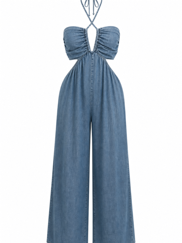 Macacao Jeans Luna Frente Unica