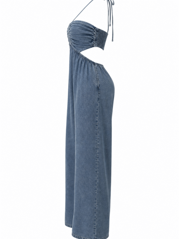Macacao Jeans Luna Frente Unica