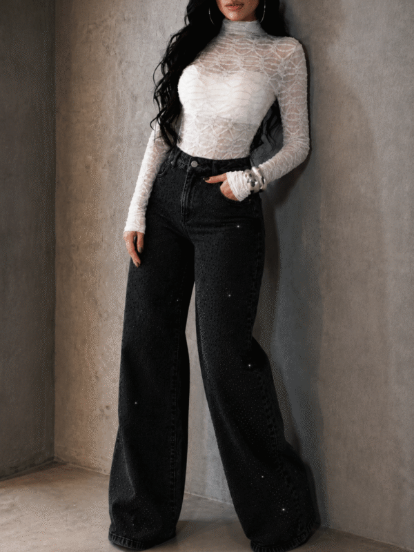 Calça Wide Leg Shine Preta